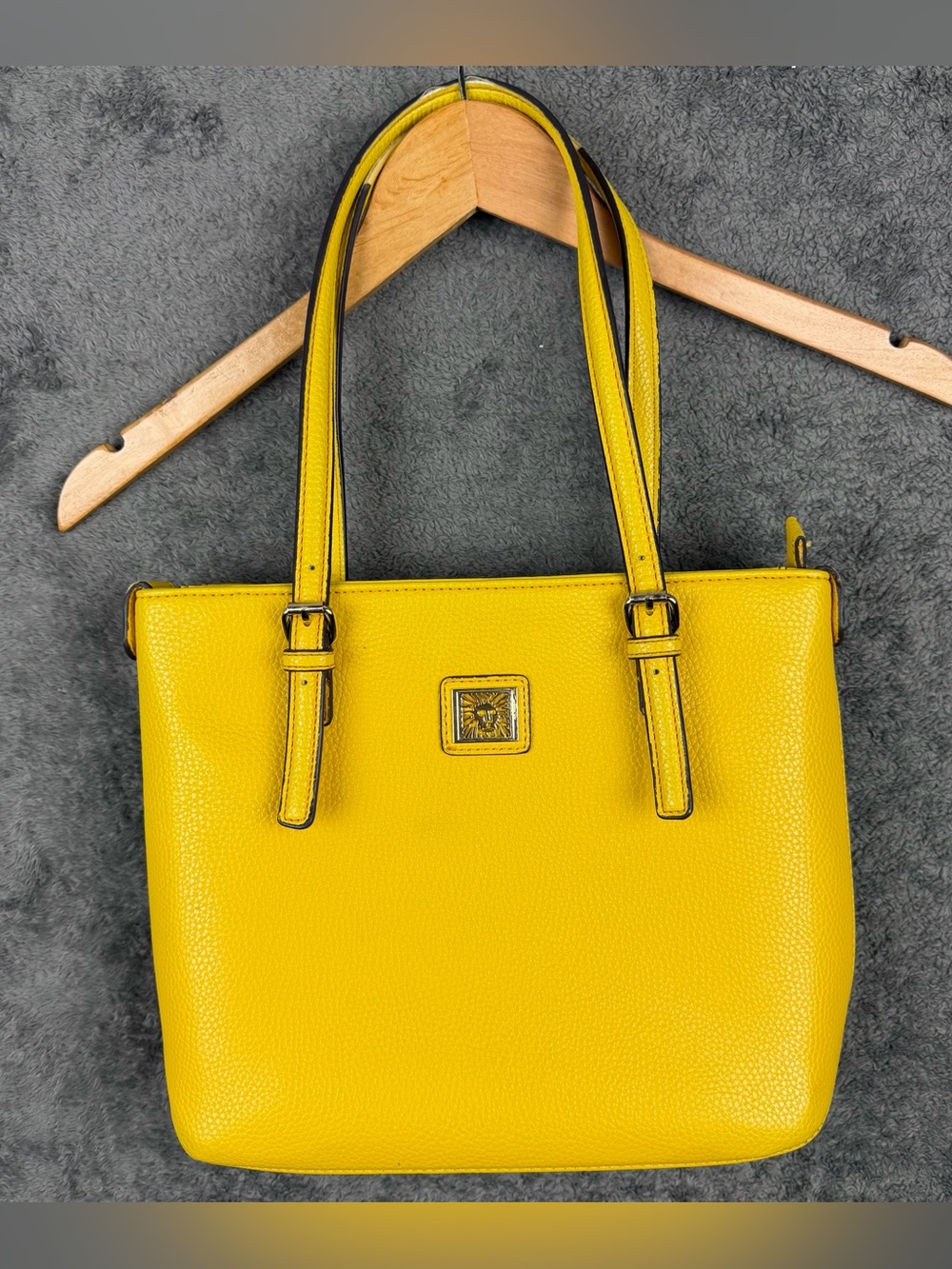 Anne Klein Yellow Satchel Shoulder Bag Double Strap